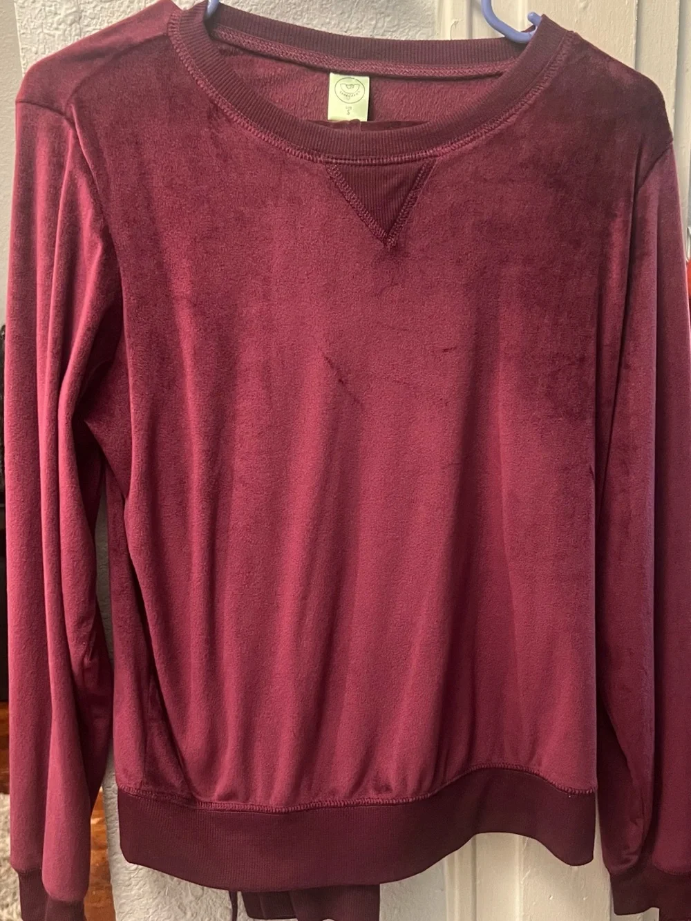 Honeydew Women’s Small Burgundy Velour Lounge Set Sweatshirt Jogger Pants